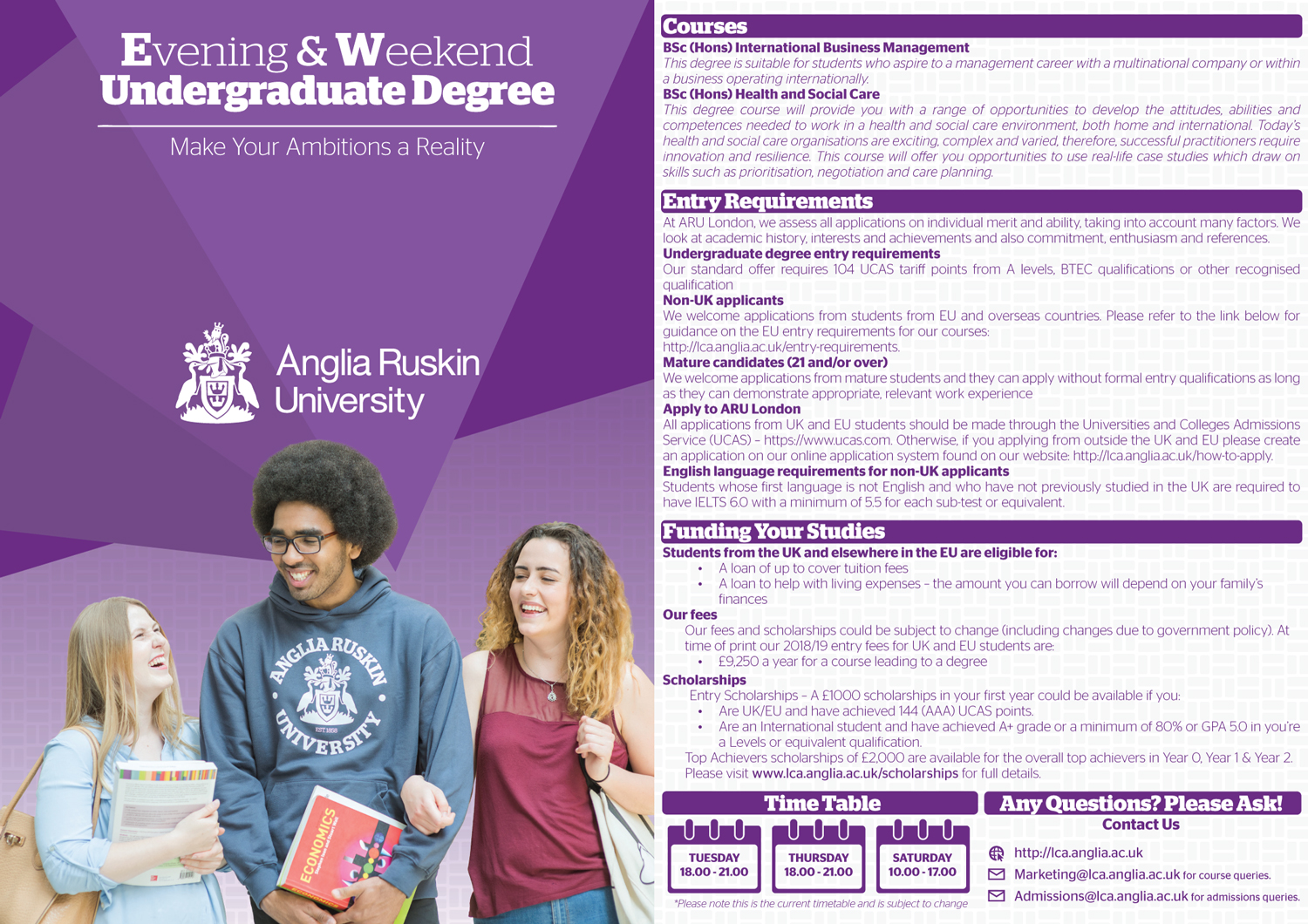 Diseño de Flyer por Charan Raveendra para Anglia Ruskin University London | Diseño #18187799