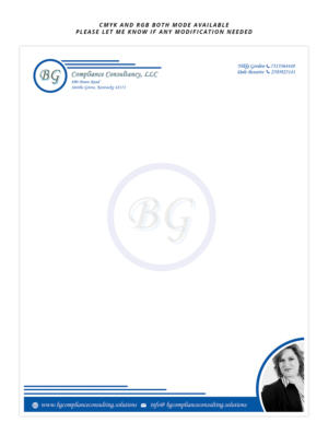 Letterhead Design by Expert Designer for BG Compliance Consulting, LLC | Design: #18164033