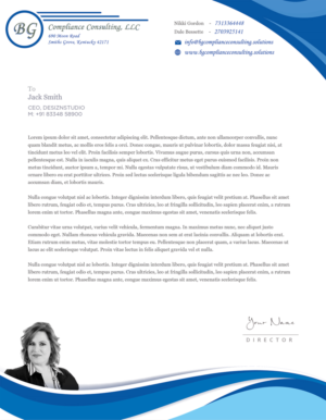 Letterhead Design by Expert Designer for BG Compliance Consulting, LLC | Design #18181011