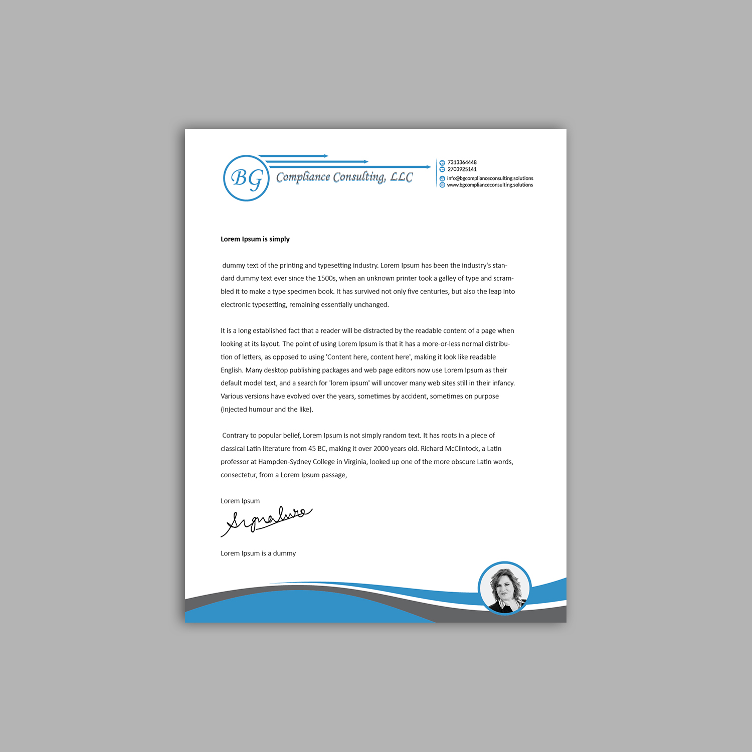 Letterhead Design by kousik for BG Compliance Consulting, LLC | Design #18164565