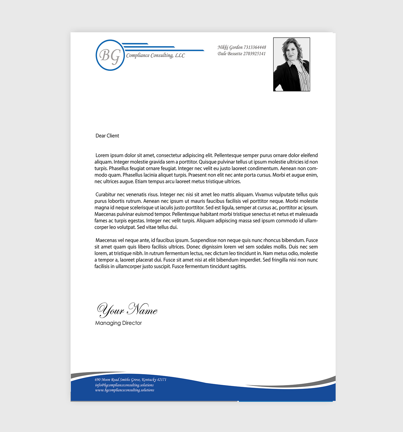 Letterhead Design by Designs 2019 for BG Compliance Consulting, LLC | Design #18160688