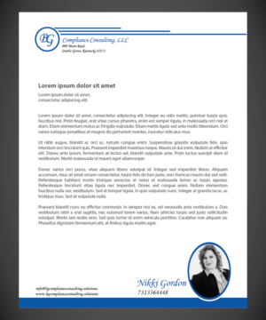 Letterhead Design by Isnah Logo for BG Compliance Consulting, LLC | Design: #18172861