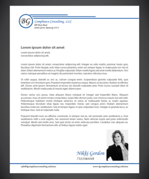Letterhead Design by Isnah Logo for BG Compliance Consulting, LLC | Design: #18172862