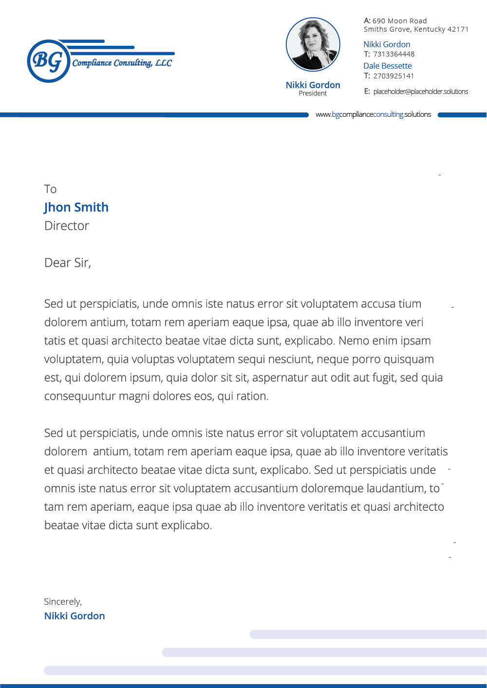 Letterhead Design by Blind for BG Compliance Consulting, LLC | Design #18162467