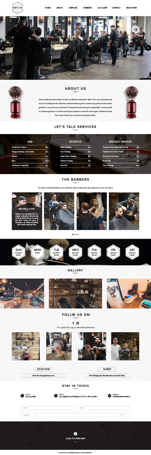 Web Design par Aceamazed pour THE BARBERS' MARK INC | Design #18228577