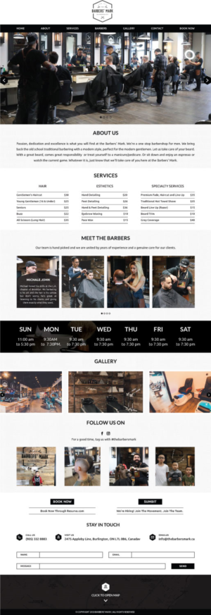 Diseño Web por Aceamazed para THE BARBERS' MARK INC | Diseño #18334902