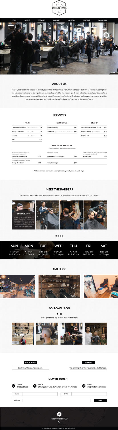 Diseño Web por Aceamazed para THE BARBERS' MARK INC | Diseño #18393386