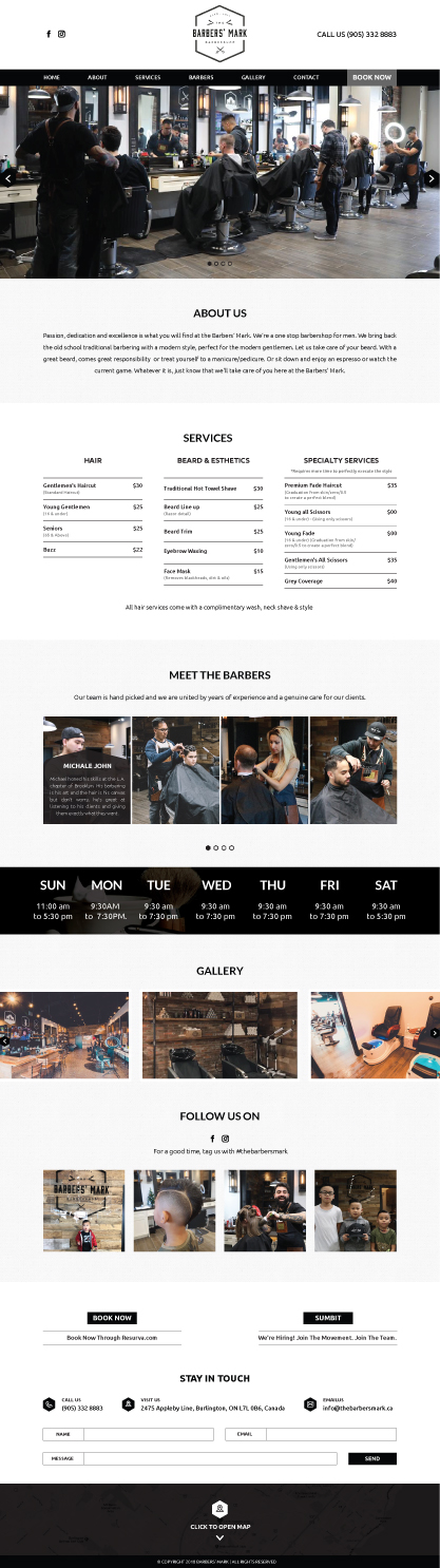 Diseño Web por Aceamazed para THE BARBERS' MARK INC | Diseño #18403460