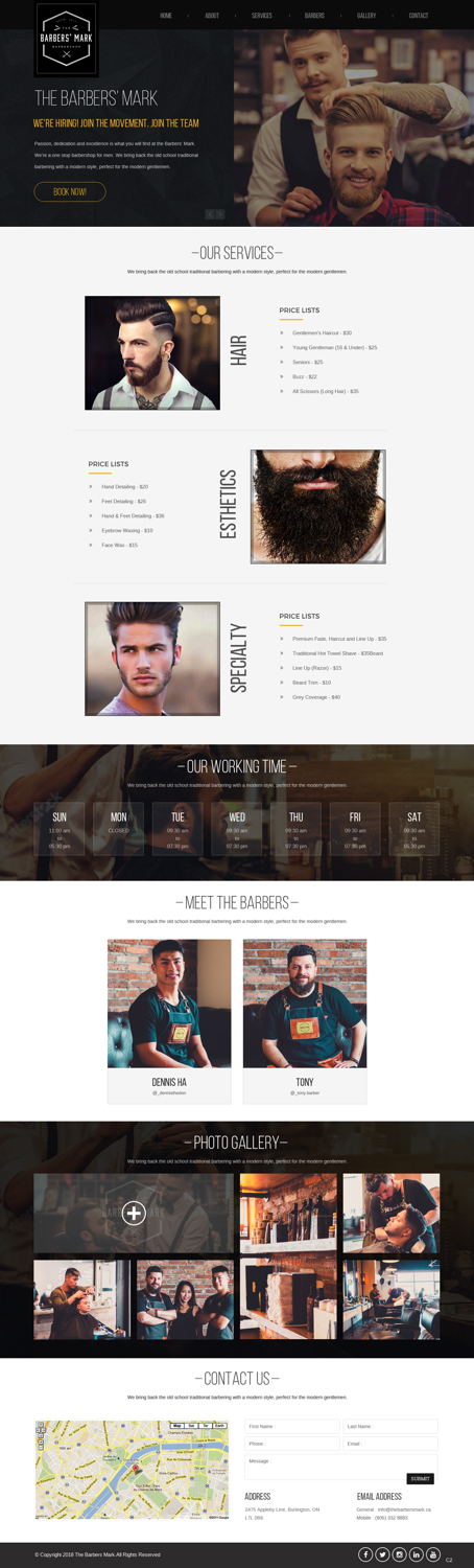 Diseño Web por pb para THE BARBERS' MARK INC | Diseño #18156173