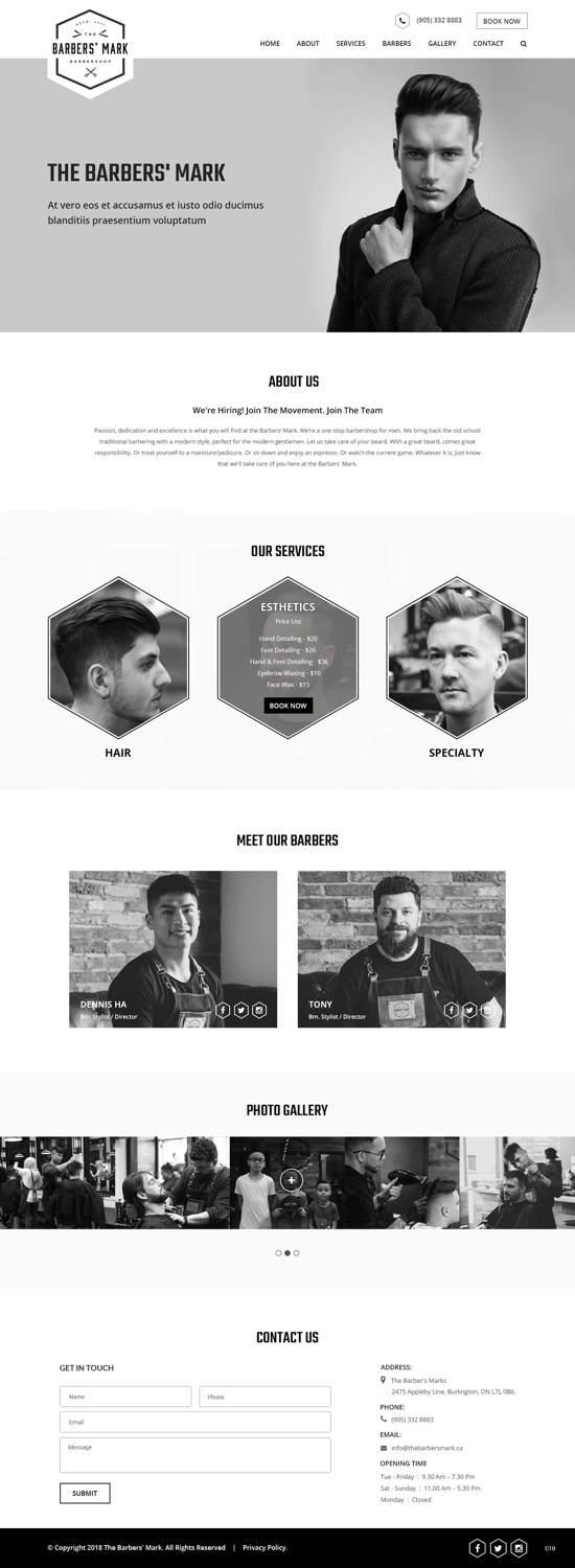 Diseño Web por pb para THE BARBERS' MARK INC | Diseño #18156175