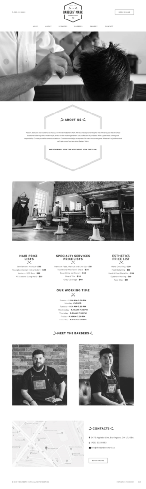 Web Design par pb pour THE BARBERS' MARK INC | Design : #18156176