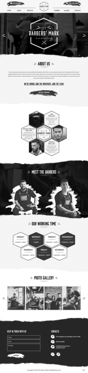 Web Design par pb pour THE BARBERS' MARK INC | Design : #18156179