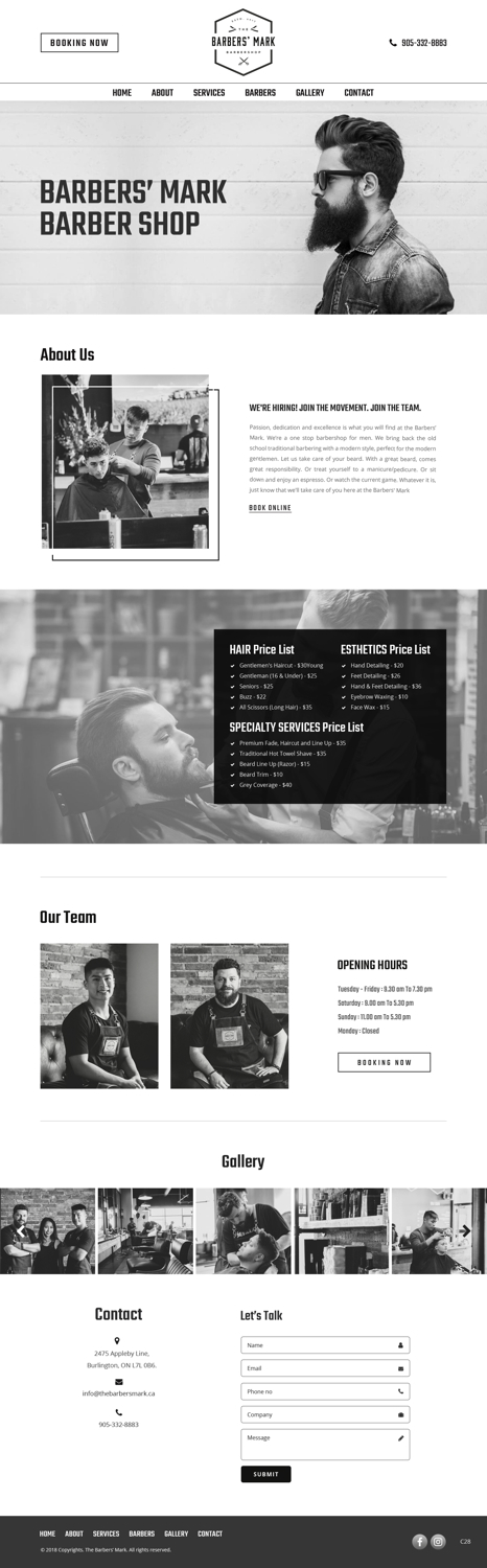 Web Design by pb for THE BARBERS' MARK INC | Design #18156186