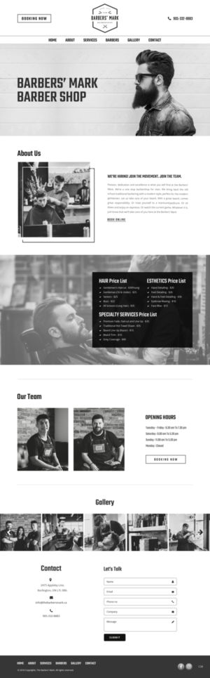 Web Design par pb pour THE BARBERS' MARK INC | Design : #18156186