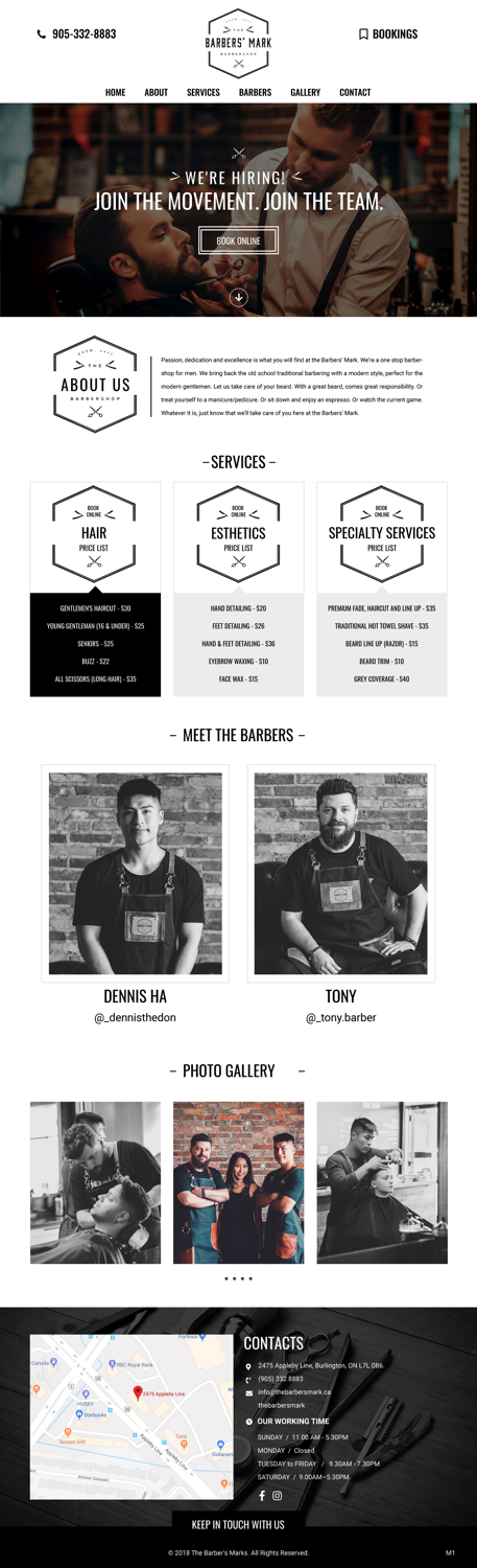 Diseño Web por pb para THE BARBERS' MARK INC | Diseño #18156189