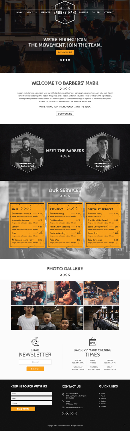 Web Design by pb for THE BARBERS' MARK INC | Design #18174032