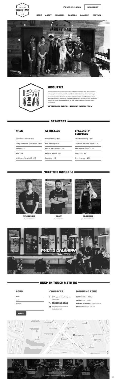 Web Design par pb pour THE BARBERS' MARK INC | Design #18211927