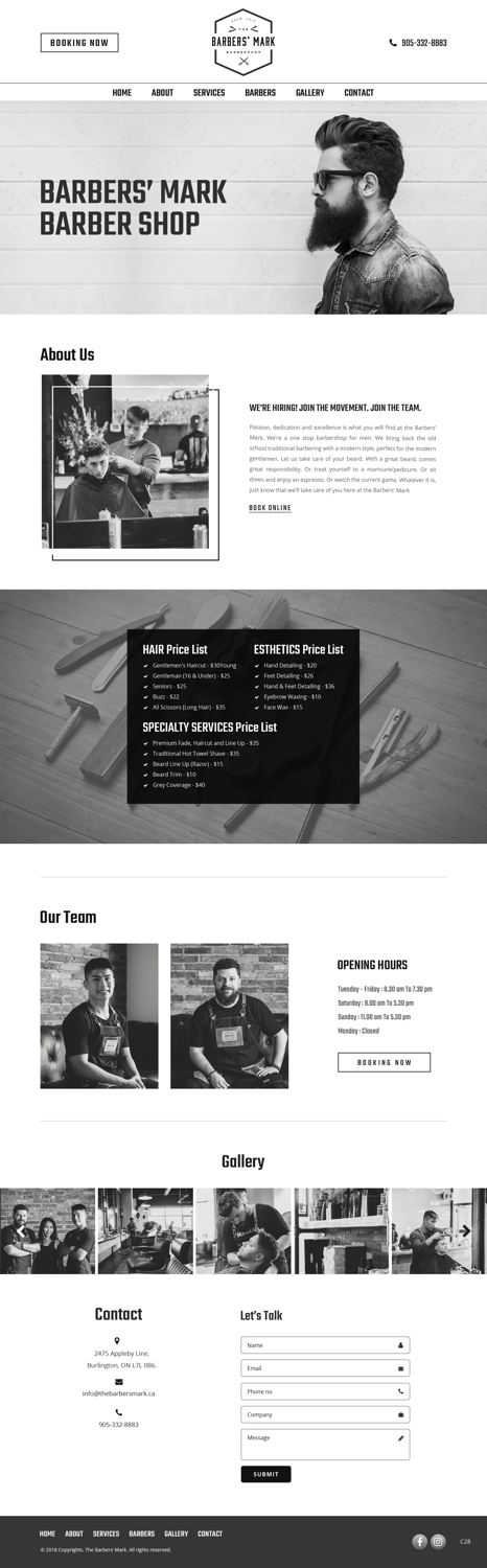Web Design by pb for THE BARBERS' MARK INC | Design #18275779