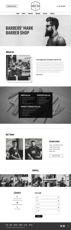 Web Design par pb pour THE BARBERS' MARK INC | Design : #18275779