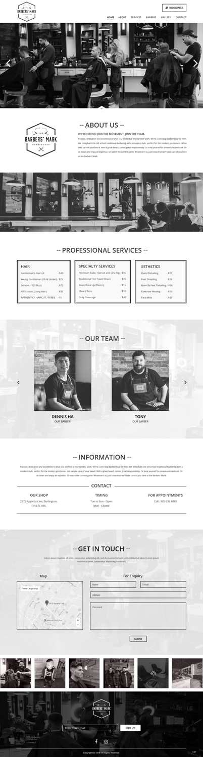 Web Design by pb for THE BARBERS' MARK INC | Design #18275780