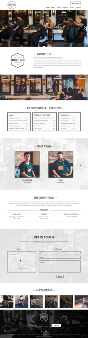 Web Design par pb pour THE BARBERS' MARK INC | Design : #18326268