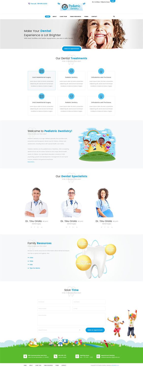 Diseño Web por vedverma1984 para Pediatric Dentistry | Diseño #18206625