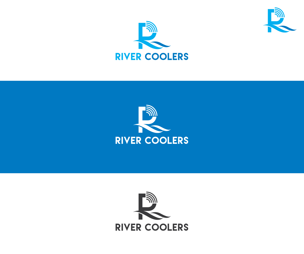 elegant playful radio logo design for river coolers by future logo