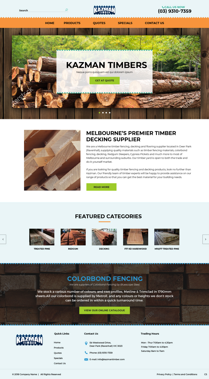 Wordpress Design by pb for Kazman Timber | Design #18173977
