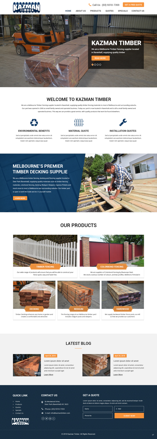 Wordpress Design by pb for Kazman Timber | Design #18173981