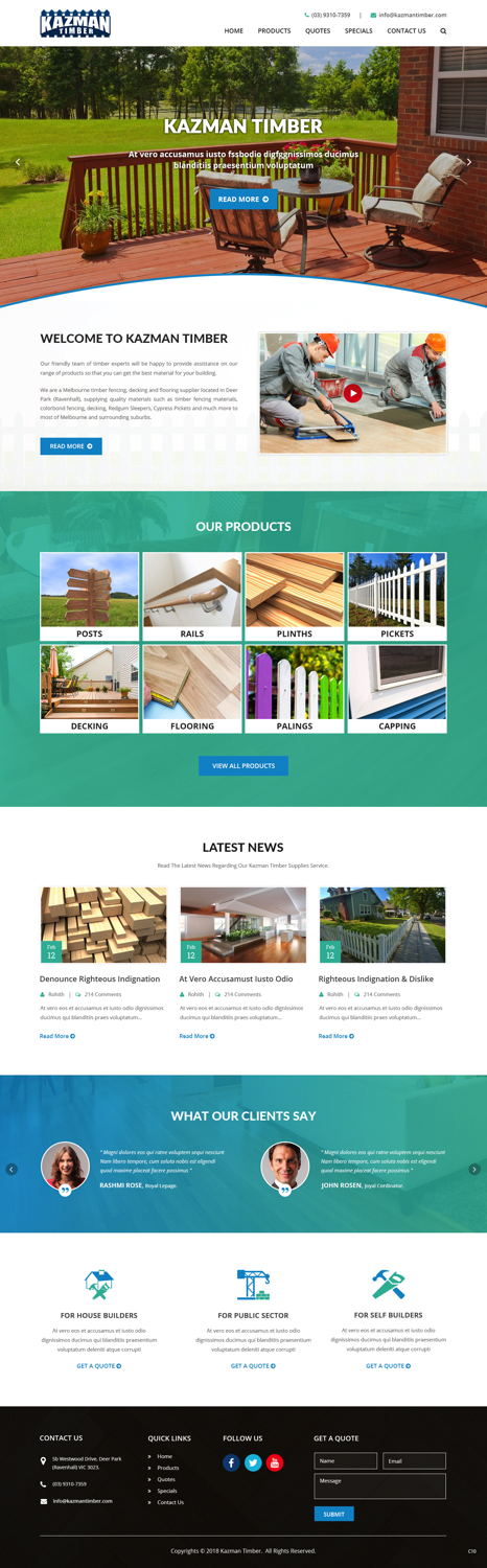 Wordpress Design by pb for Kazman Timber | Design #18173983