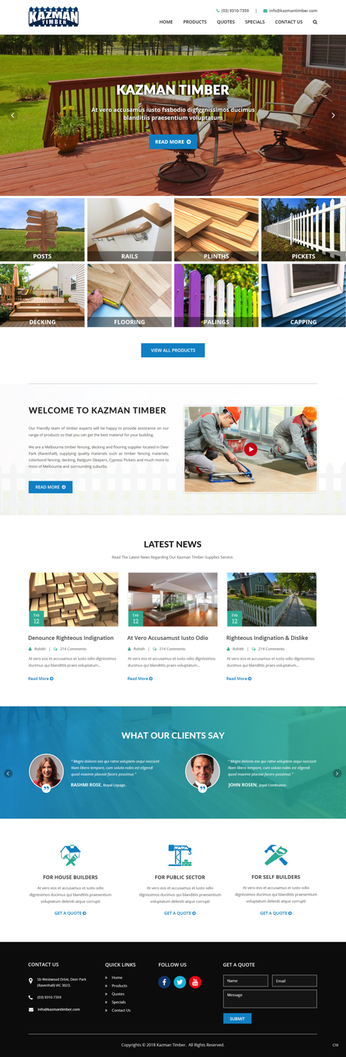Wordpress Design by pb for Kazman Timber | Design #18173984