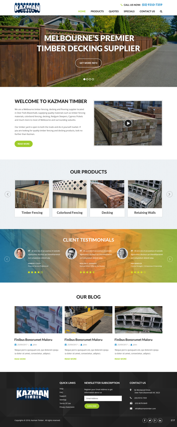 Wordpress Design by pb for Kazman Timber | Design #18173999
