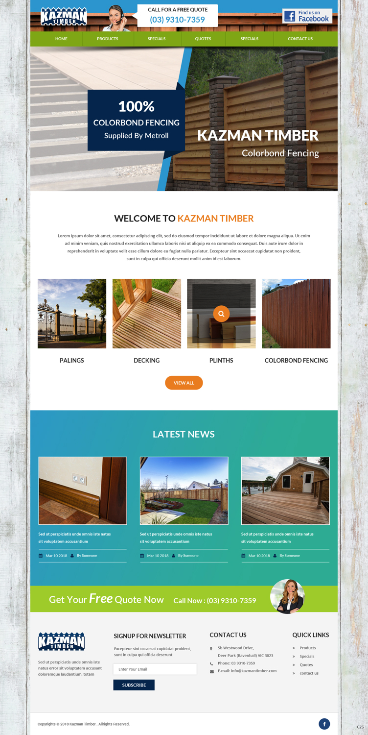 Wordpress Design by pb for Kazman Timber | Design #18174014