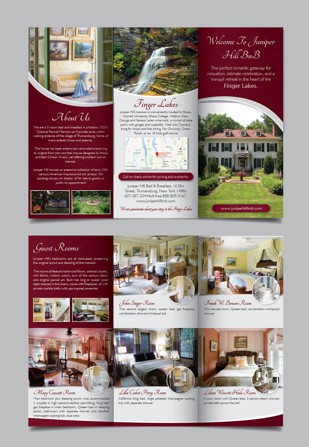 Diseño de Brochure por alex989 para Juniper Hill Bed & Breakfast | Diseño #18202955