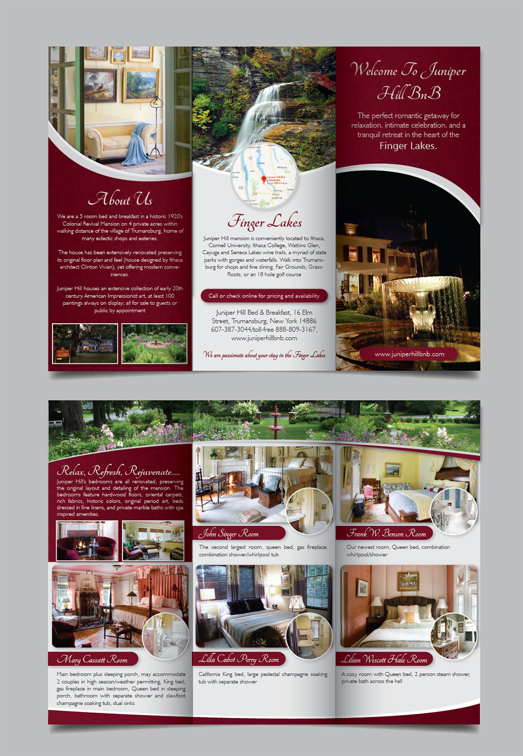 Brochure Design by alex989 for Juniper Hill Bed & Breakfast | Design #18230159