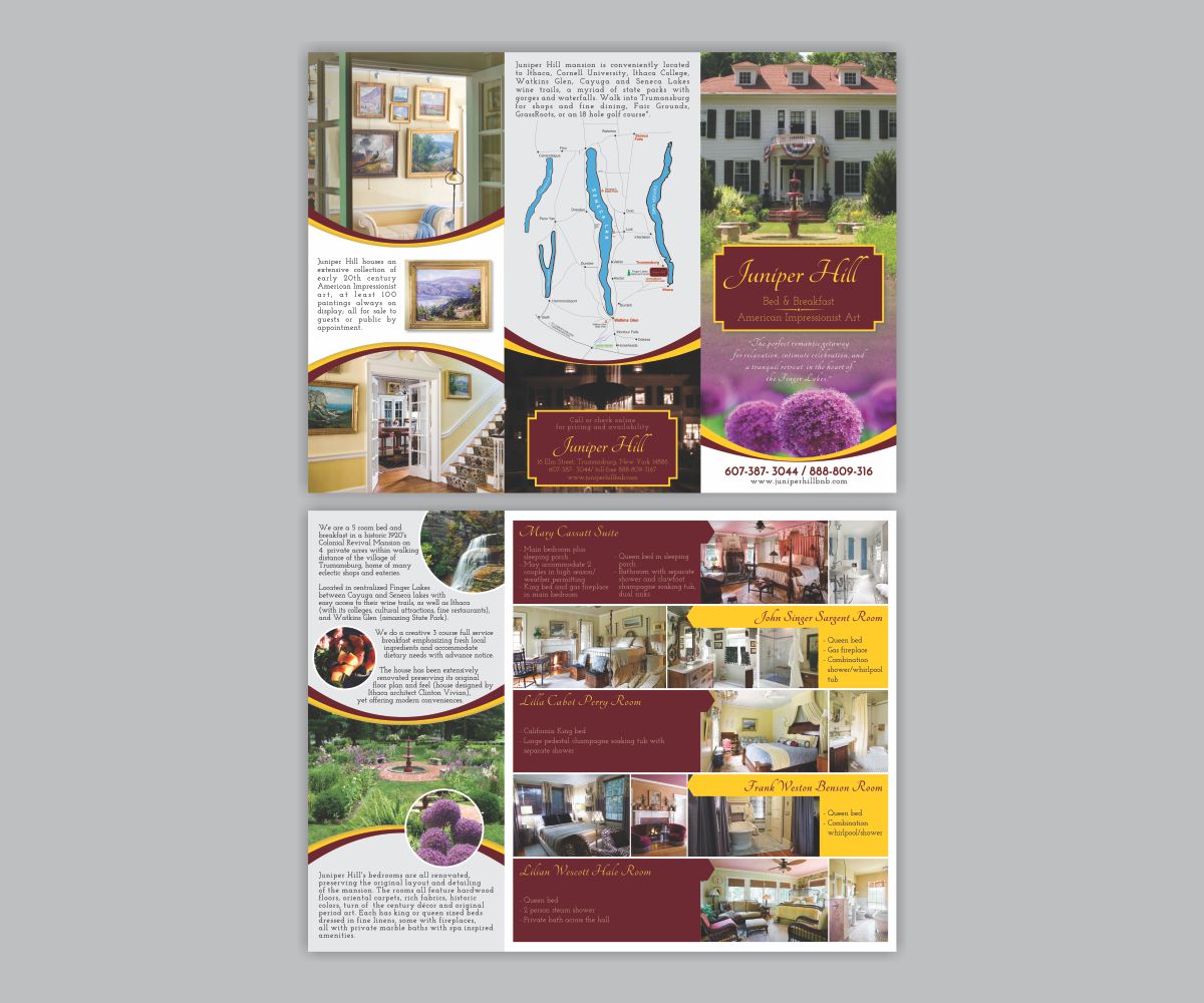 Diseño de Brochure por Cut and Glue para Juniper Hill Bed & Breakfast | Diseño #18193474