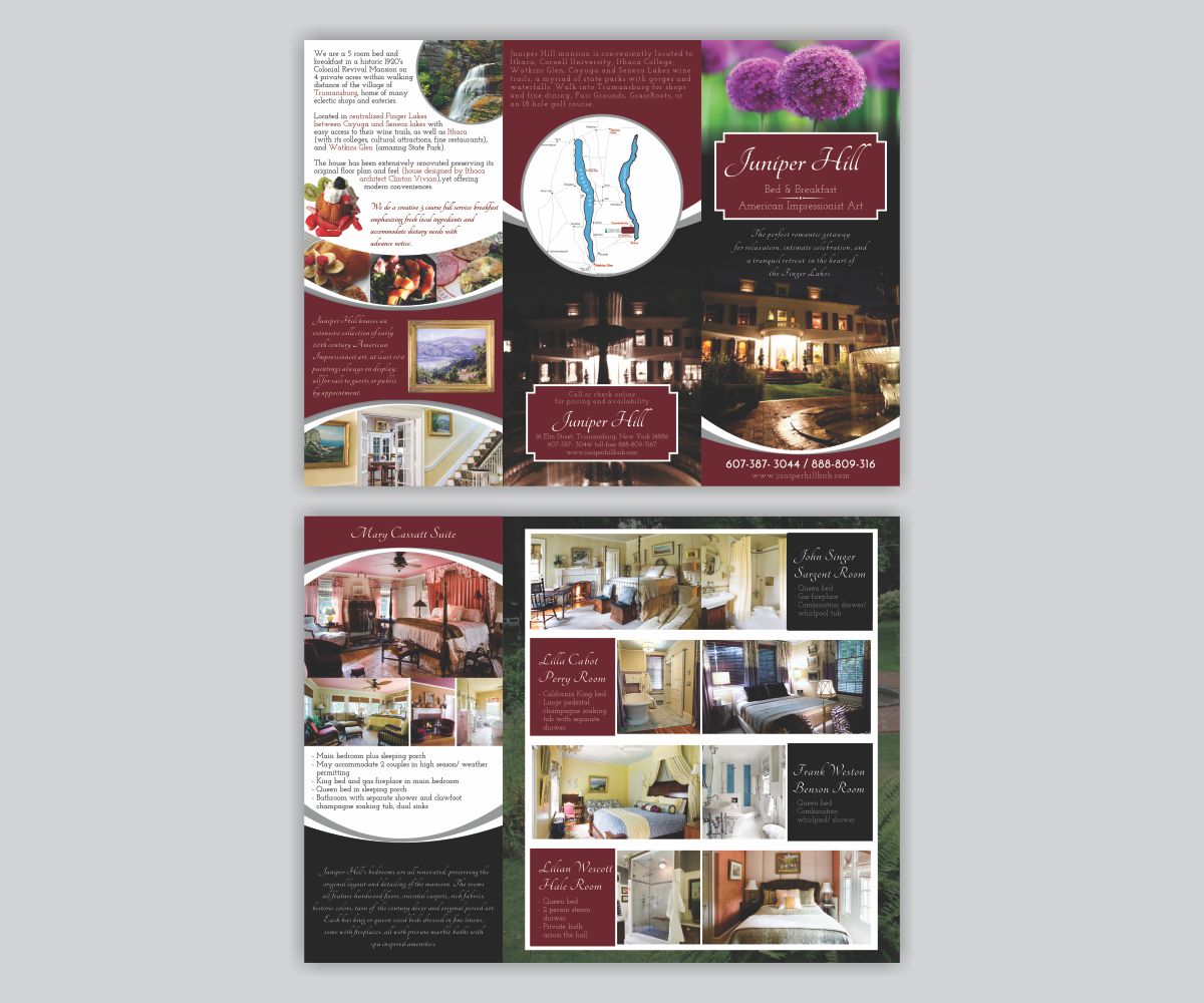 Brochure Design by Cut and Glue for Juniper Hill Bed & Breakfast | Design #18226749