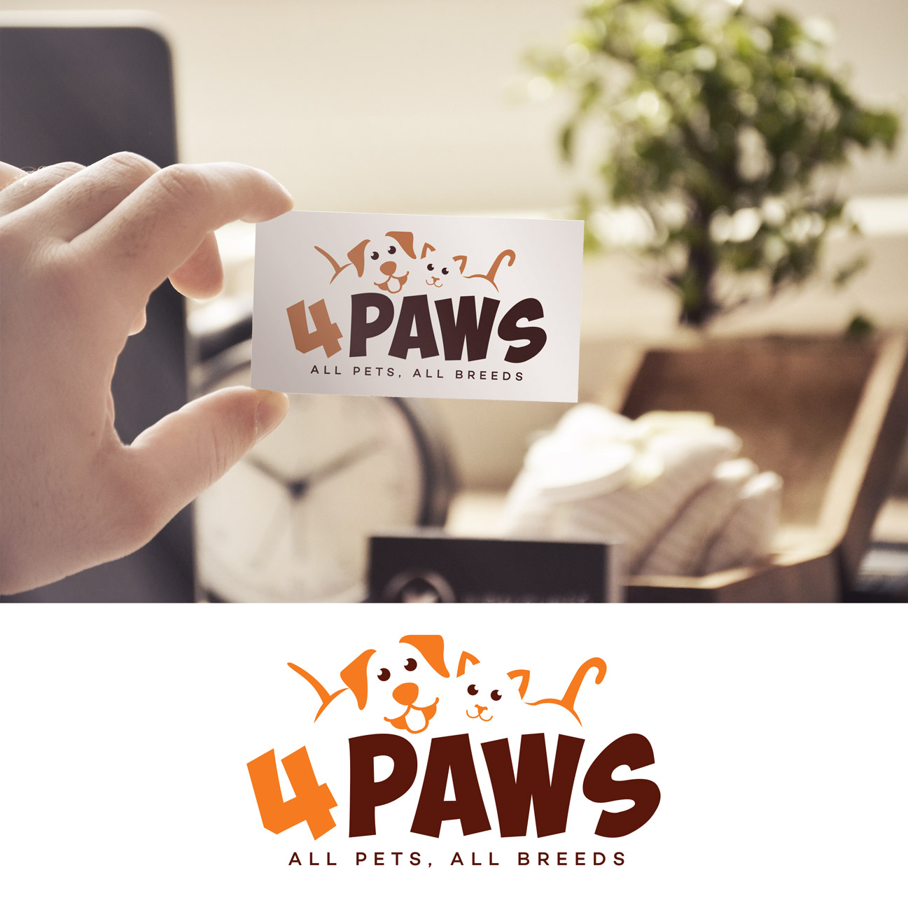 Professional, Colorful Logo Design for Four paws (all pets, all breeds
