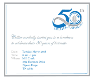 Collier Invites you to Celebrate 50 Years with them | Graphic Design by Treelly