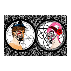 Día de los Muertos style of a young couple | Design Illustration par at-as
