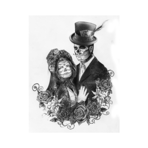 Día de los Muertos style of a young couple | Design Illustration par ZEKKOUR Fouzi