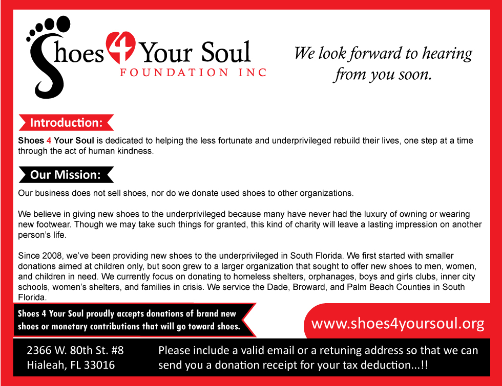Postcard Design by Parul for Shoes 4 Your Soul Foundation Inc. | Design #2801148
