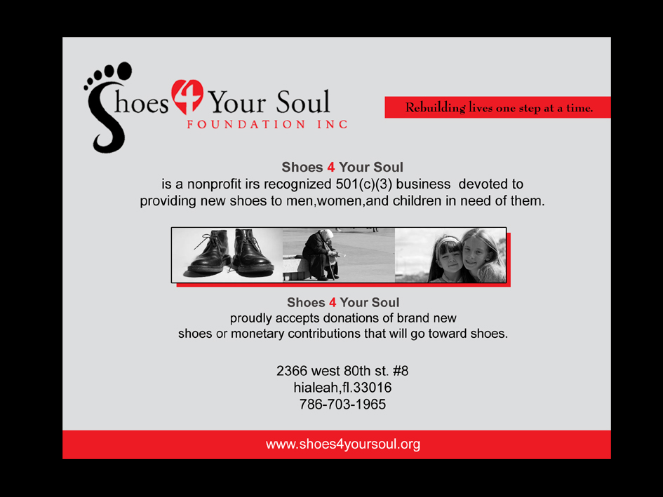 Diseño de Postal por whitepaper para Shoes 4 Your Soul Foundation Inc. | Diseño #2807124