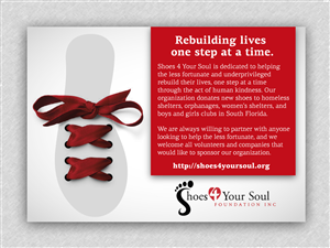 Postcard Design by Alaya for Shoes 4 Your Soul Foundation Inc. | Design: #2792769