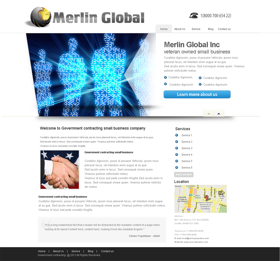 Web Design by Aleksandar Nikcevic  for Merlin Global, Inc. | Design #651954