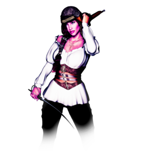 Pirate pin up girl in coloured tattoo style | Tattoo Design by Abiyoso28