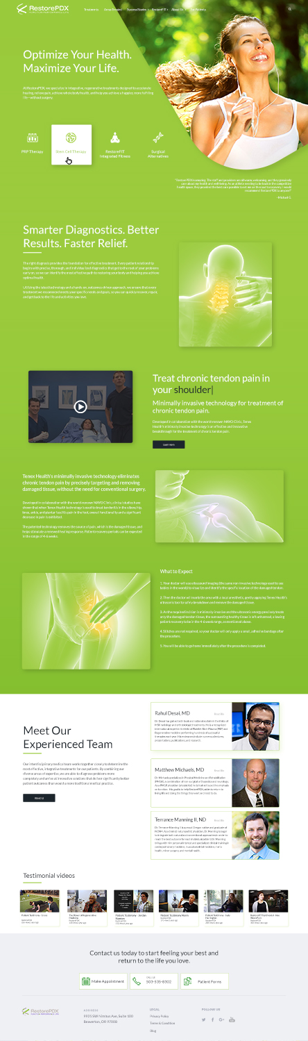 Landing Page Design by insert name here for Restore Interventional Sports and Spine | Design #18287279