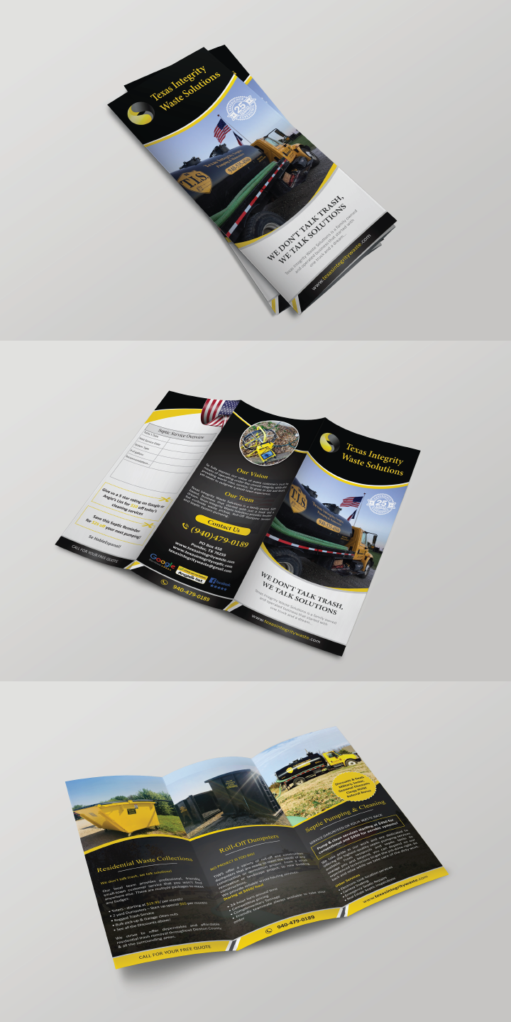 Brochure Design by alex989 for North Texas Integrity Septic & Pumping, LLC | Design #18461954