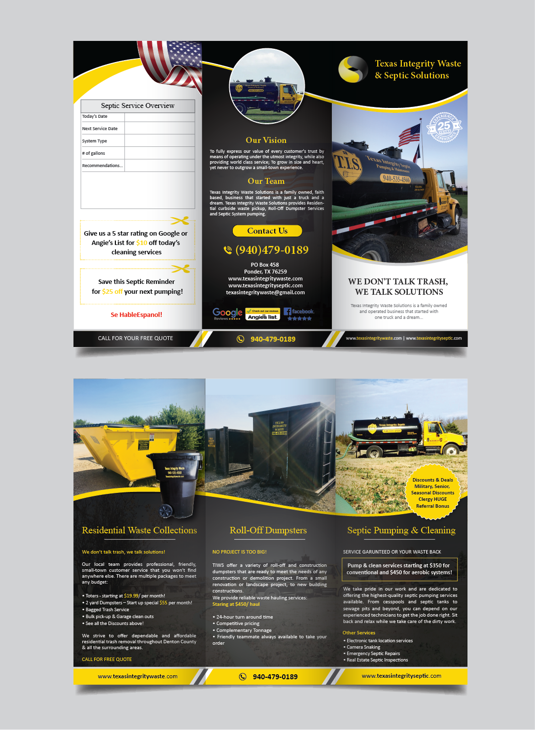 Brochure Design by alex989 for North Texas Integrity Septic & Pumping, LLC | Design #18472931