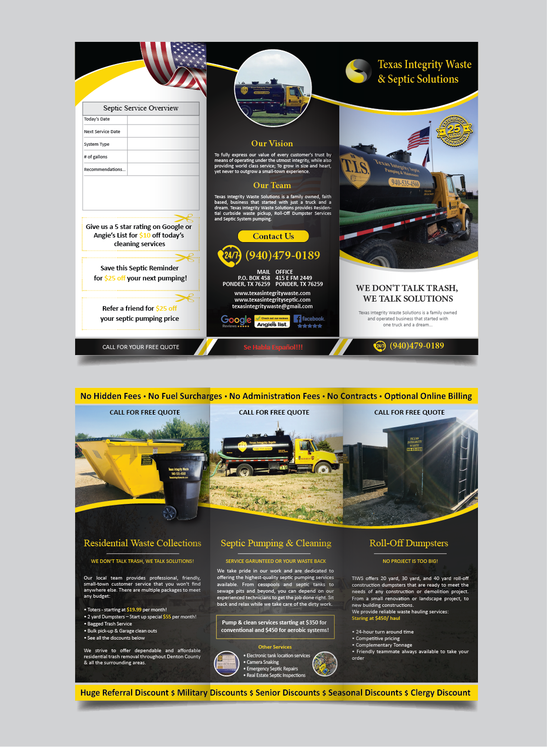 Brochure Design by alex989 for North Texas Integrity Septic & Pumping, LLC | Design #18528819